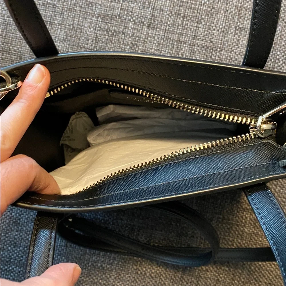 NWT kate spade Kenzie Black Patent Saffiano Mini Tote KK037, Crossbody Strap